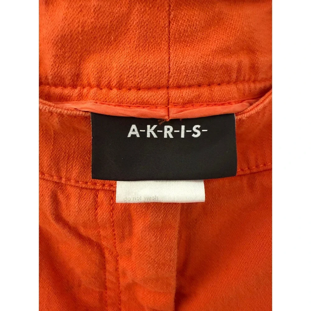 Akris Straight Leg Trousers Orange Size 4 Cotton Slim Fit